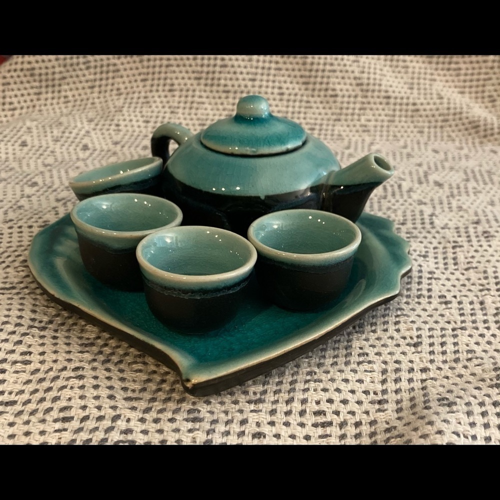 TEA SET Miniature Toy Ceramic Glaze